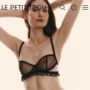 NWT new free people intimately le petite trou black embroidered love bra small